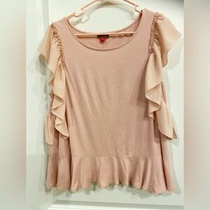 Vince Camuto Blush Pink Ruffle Sleeve Blouse L
